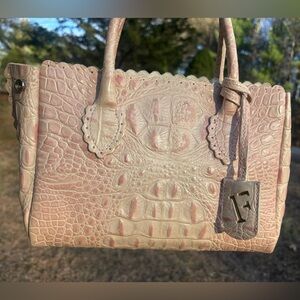 Furla Croc Embossed Leather Handbag